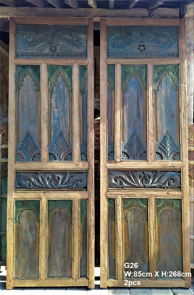twin carved panel teakwood